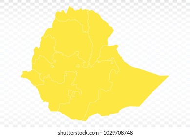Yellow map-Ethiopia map. Each city and border has separately for your infographics and earth template for website. Vector illustration eps 10.
