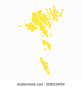 Yellow map-FaroeIslands map. Each city and border has separately for your infographics and earth template for website. Vector illustration eps 10.