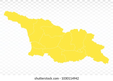 Yellow map-Georgia map. Each city and border has separately for your infographics and earth template for website. Vector illustration eps 10.