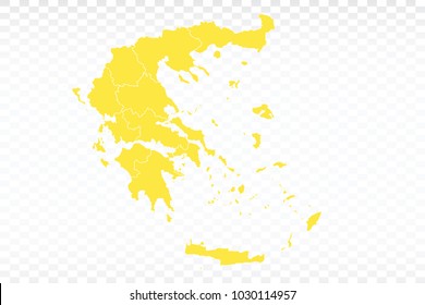 Yellow map-Greece map. Each city and border has separately for your infographics and earth template for website. Vector illustration eps 10.