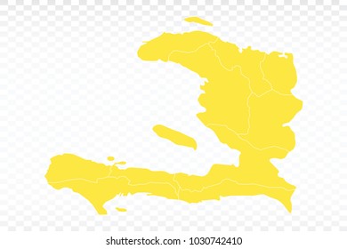 Yellow map-Haiti map. Each city and border has separately for your infographics and earth template for website. Vector illustration eps 10.