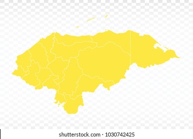 Yellow map-Honduras map. Each city and border has separately for your infographics and earth template for website. Vector illustration eps 10.