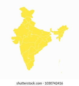 Yellow map-India map. Each city and border has separately for your infographics and earth template for website. Vector illustration eps 10.