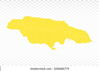 Yellow map-Jamaica map. Each city and border has separately for your infographics and earth template for website. Vector illustration eps 10.