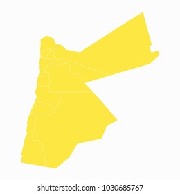Yellow map-Jordan map. Each city and border has separately for your infographics and earth template for website. Vector illustration eps 10.