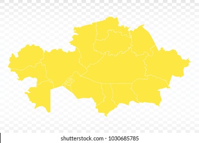 Yellow map-Kazakhstan map. Each city and border has separately for your infographics and earth template for website. Vector illustration eps 10.