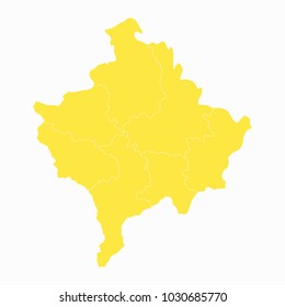 Yellow map-Kosovo map. Each city and border has separately for your infographics and earth template for website. Vector illustration eps 10.
