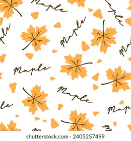 Yellow Maple Leaf Abstraction Autumn Pattern can be use for background and apparel design