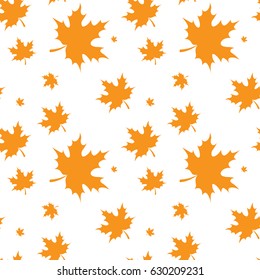 Ilustración del vector de patrón sin foco de hoja de arce amarillo otoño