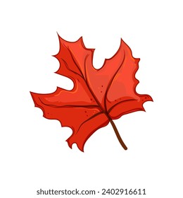 yellow maple leaf cartoon. tree foliage, color season, orange brown yellow maple leaf sign. isolated symbol vector illustration