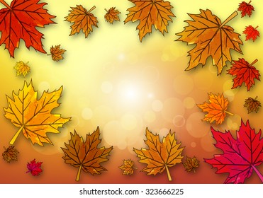 Yellow maple leaf on autumn background