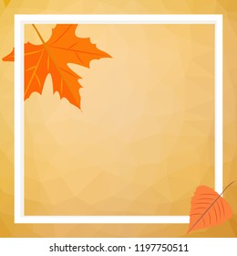 Yellow maple leaf on a colored polygonal background