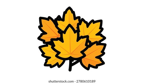 Yellow maple leaves bunch illustration
