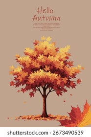 Árbol de arce amarillo en otoño