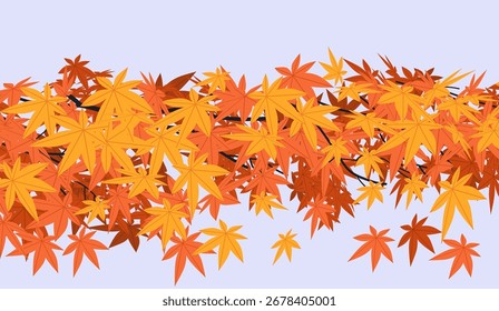 Yellow maple tree branch banner. Autumn season leaves wallpaper