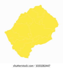 Yellow map-Lesotho map. Each city and border has separately for your infographics and earth template for website. Vector illustration eps 10.