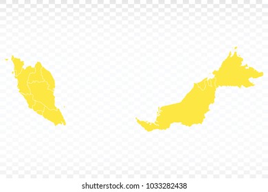 Yellow map-Malaysia map. Each city and border has separately for your infographics and earth template for website. Vector illustration eps 10.