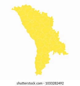 Yellow map-Moldova map. Each city and border has separately for your infographics and earth template for website. Vector illustration eps 10.