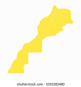 Yellow map-Morocco map. Each city and border has separately for your infographics and earth template for website. Vector illustration eps 10.