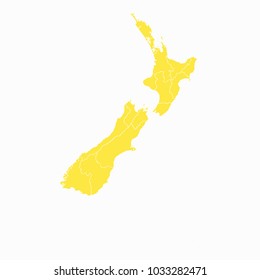 Yellow map-New Zealand map. Each city and border has separately for your infographics and earth template for website. Vector illustration eps 10.