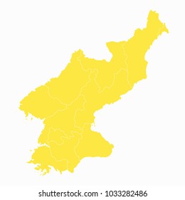 Yellow map-North Korea map. Each city and border has separately for your infographics and earth template for website. Vector illustration eps 10.