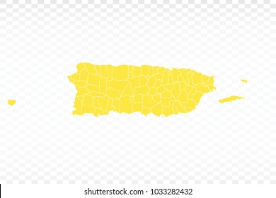 Yellow map-Puerto Rico map. Each city and border has separately for your infographics and earth template for website. Vector illustration eps 10.