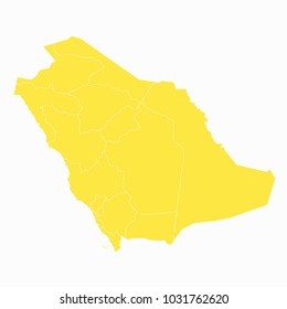 Yellow map-Saudi Arabia map. Each city and border has separately for your infographics and earth template for website. Vector illustration eps 10.