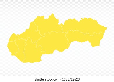 Yellow map-Slovakia map. Each city and border has separately for your infographics and earth template for website. Vector illustration eps 10.