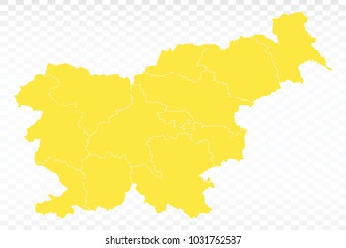 Yellow map-Slovenia map. Each city and border has separately for your infographics and earth template for website. Vector illustration eps 10.