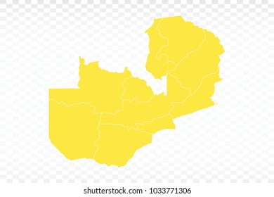 Yellow map-Zambia map. Each city and border has separately for your infographics and earth template for website. Vector illustration eps 10.