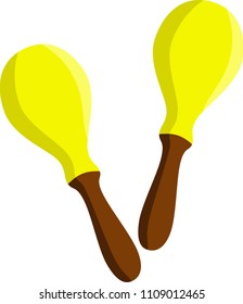Yellow Maracas Music Instrument