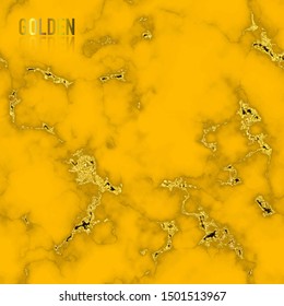 Yellow marble with gold foil texture seamless pattern background. Abstract  texture can be used wallpaper decoration element. pattern swatches included in file. - Vector