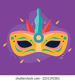 yellow mardi gras mask icon