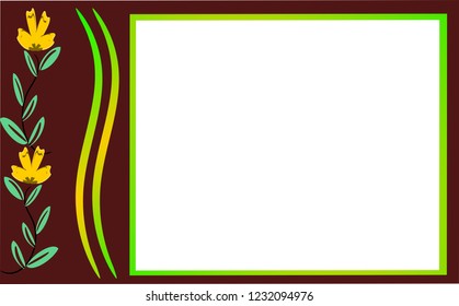 Yellow marigold flower frame Doodle frame Picture frames for studying and presenting elementary school students or textual decorators.