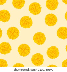 Yellow Marigold On Ivory Beige Background  Vector Illustration 