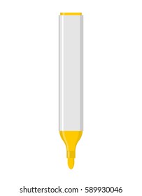 yellow marker isolated. Office stationery. school desk accessories. Large pen on white background.