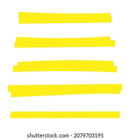 Yellow Marker Line Strokes Vector Set
