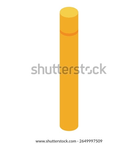 Yellow marker pen in isometric style isolated on white background