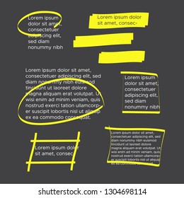 yellow marker text selection. Yellow watercolor hand drawn highlight