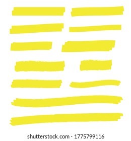 yellow marker text selection. Yellow watercolor hand drawn highlight