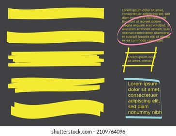 yellow marker text selection. Yellow watercolor hand drawn highlight