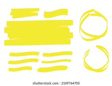 selección de texto de marcador amarillo. Resaltar color de agua amarilla dibujado a mano