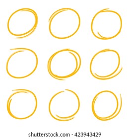 yellow markers, circle highlighters