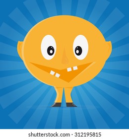 Yellow Mascot With Shine Background Without Hands And Big Face