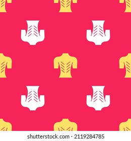 Yellow Massage icon isolated seamless pattern on red background. Relaxing, leisure.  Vector