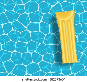 Yellow mattress in the swimming pool sunny day. Summer illustration