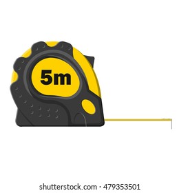 Yellow Measure tape, isolated on white background, vector illustration
