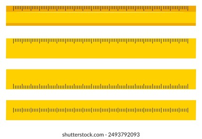 yellow Measurement tape for carpentry, ruler with scale metric. Carpenter measuring tape, metric tape measure.