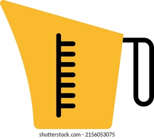Yellow measuring cup, illustration, vector on a white background.