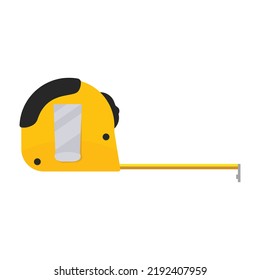 Cinta de medida amarilla, ilustración vectorial de herramienta de medida de cinta carpintero, equipo de medición para reparación en el hogar